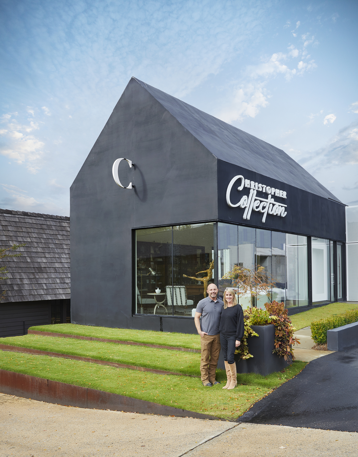 Chris Reebals and Joanna Goodman in front of the showroom’s Eighteenth Street entrance.