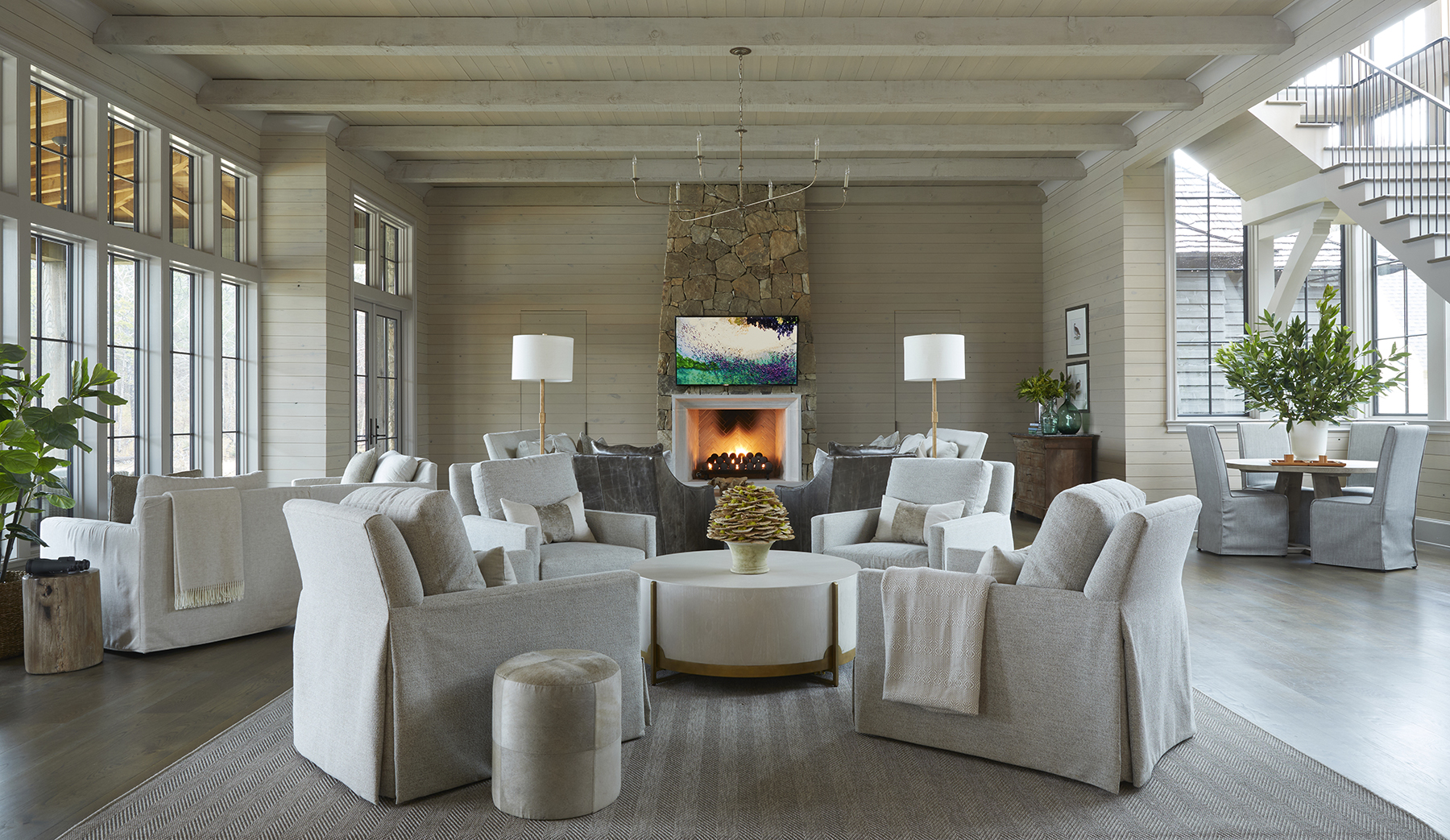 Living room with a view of the lake